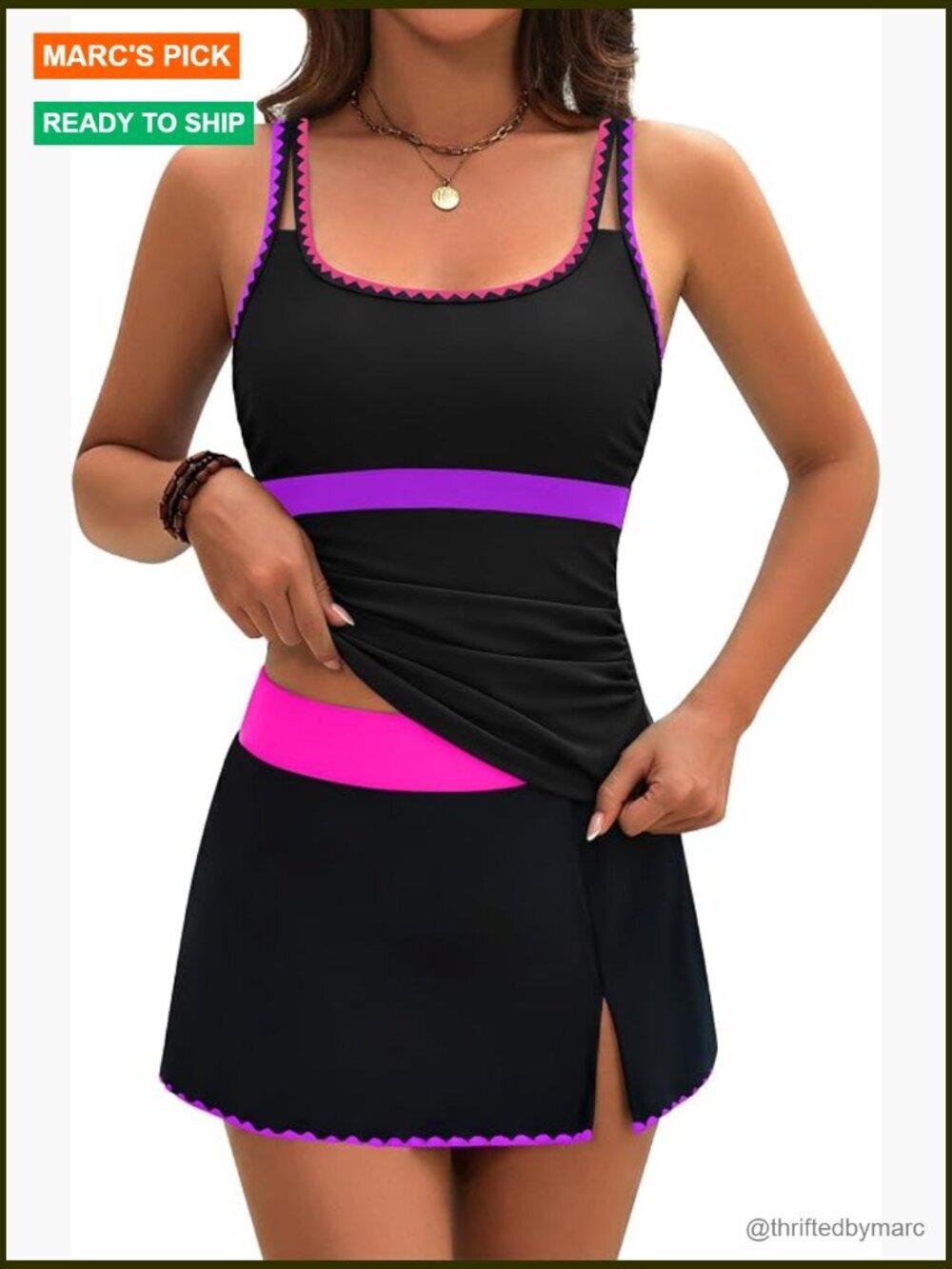Women's Tankini Swimsuit Tummy Control Bathing Suit Skirt Two Piece